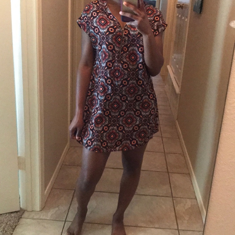 Orange and red patterned dress